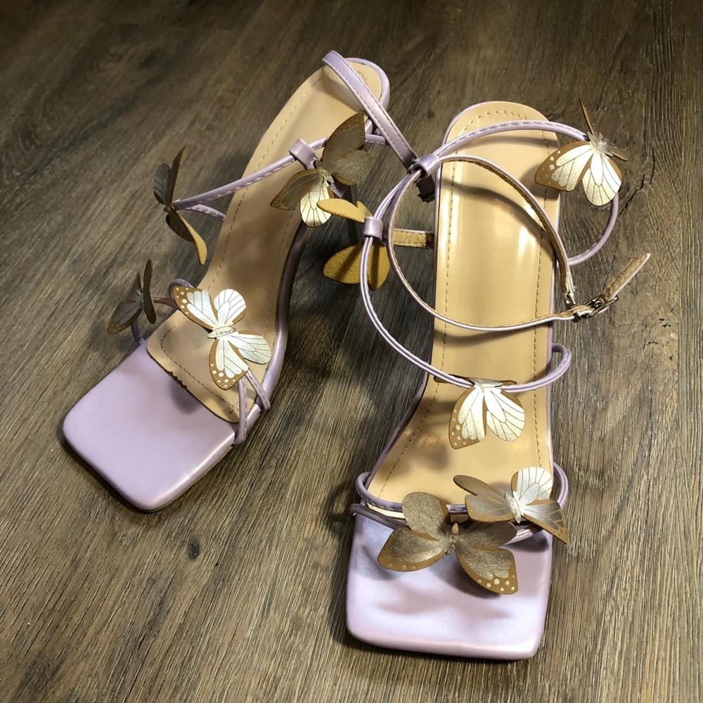 Lavender Butterfly Embellished Heels - Picture 12 of 15